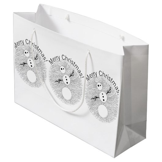 Z Black and White Snowman Cute Holiday Large Cadeautasje (Achterkant Gekanteld)