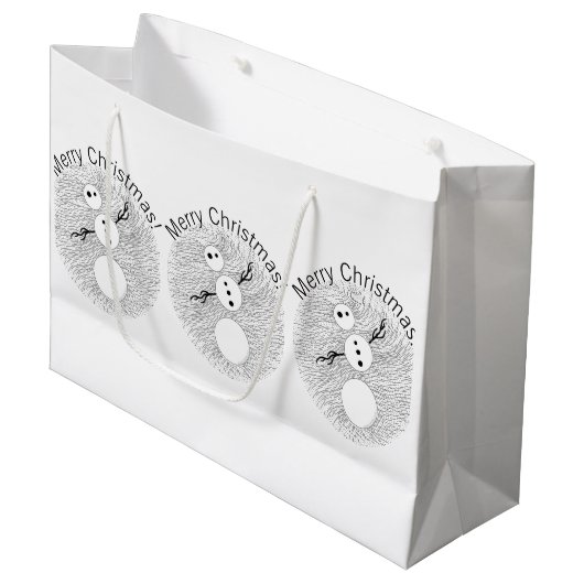 Z Black and White Snowman Cute Holiday Large Cadeautasje (Voorkant Gekanteld)