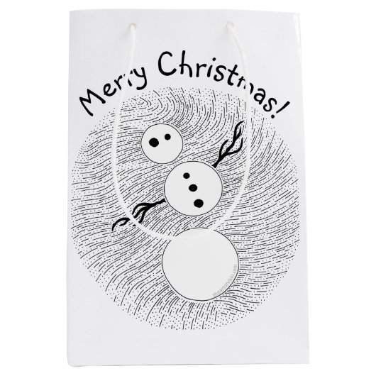Z Black and White Snowman Kerstfeestdag Medium Cadeauzakje (Voorkant)
