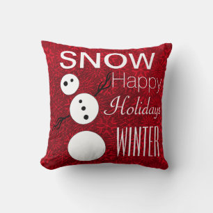 Z Black and White Snowman op Red Kerstfeestdag Kussen