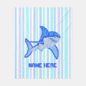 Z Blauw - Witte haaienkleurige strepen van Zee Fleece Deken (Voorkant)