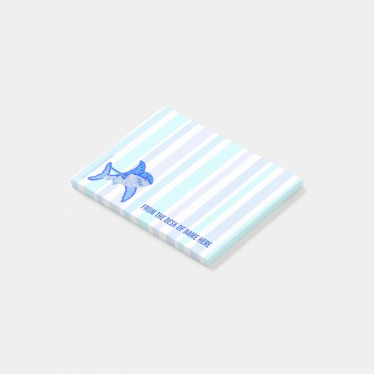 Z Blauw - Witte haaienkleurige strepen van Zee Post-it® Notes (Schuin)