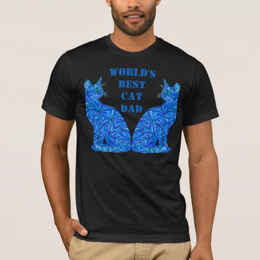 Z Blue Abstract Sitting Cat Crazy Cat Guy Cat Dad T-shirt (Voorkant)