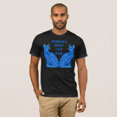 Z Blue Abstract Sitting Cat Crazy Cat Guy Cat Dad T-shirt (Voorkant volledig)