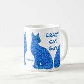 Z Blue Abstract Sitting Cat Crazy Cat Guy Koffiemok (Voorkant rechts)