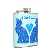 Z Blue Abstract Sitting Cat I Love Cat Lover Heupfles (Rechts)