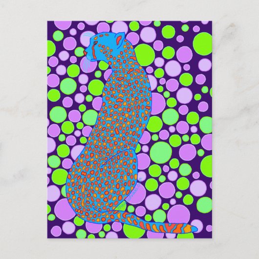 Z Blue Cheetah Big Cat Abstract Pop Art Briefkaart (Voorkant)