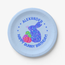 Z Blue Easter Bunny Easter dan met Birthday Party Papieren Bordje