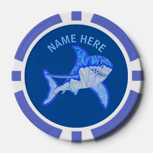 Z Blue Great White Shark Kleurrijke Zee Dier Pokerchips (Voorkant)