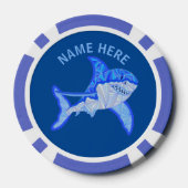 Z Blue Great White Shark Kleurrijke Zee Dier Pokerchips (Achterkant)