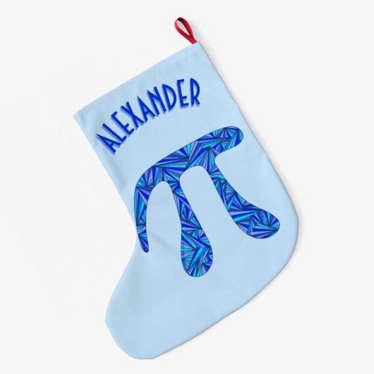 Z Blue Pi Symbol Wiskunde Geek Fun Holiday Voeg ee Grote Kerstsok (Achterkant (Hangend))