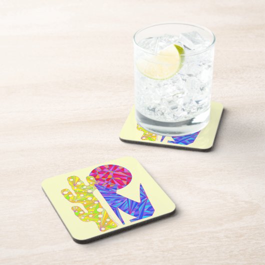 Z Colorful Abstract Art Blue Coyote Wolf Party Onderzetter (Rechterzijde)