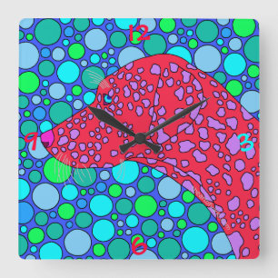 z Colorful Dalmatian Polka Dot Dog Art Decor Clock Vierkante Klok