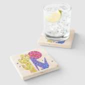 Z Coyote Wolf Colorful Southwestern Art Design Stenen Onderzetter (Zijkant)