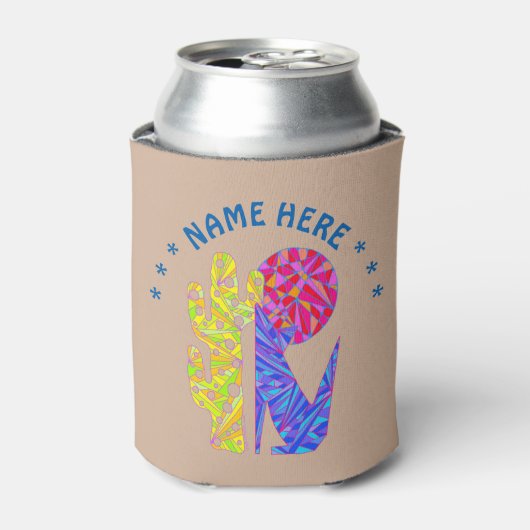 Z Coyote Wolf Kleurrijke Zuidwestelijke Ontwerp Wo Blikjeskoeler (Blikje Voorkant)