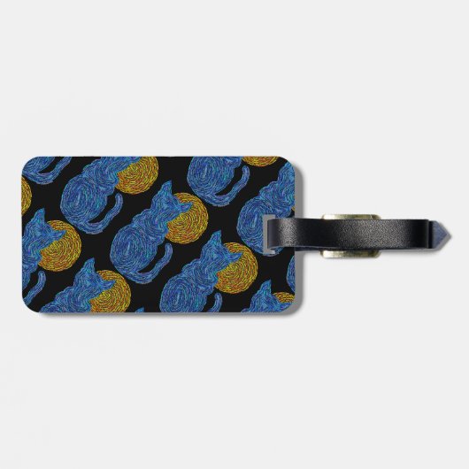 Z Cute Blue Cat Art Bagagelabel (Achterkant horizontaal)