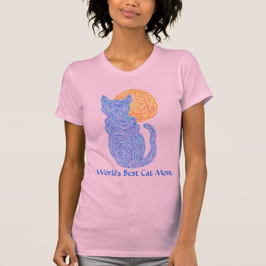 Z Cute Blue Cat Worlds Best Cat Mam T-shirt (Voorkant)