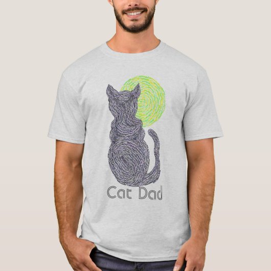 Z Cute Fur Parent Black Cat and the Moon Cat Dad T-shirt (Voorkant)