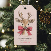 Z cute hert met rode strik | Roze Kerstmis Cadeaulabel