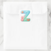"Z" Cute Letter - Underwater Sea Creature Vierkante Sticker (Tas)
