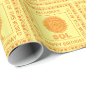 Z de zonsruimte geel en Oranje ster Cadeaupapier (Rol Hoek)