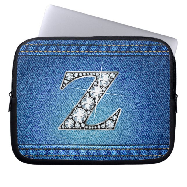 Z "Diamond" Denim Stitching Electronics Bag Laptop Sleeve (Voorkant)