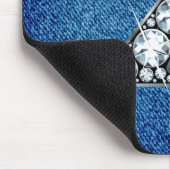 Z Faux-"Diamond Bling" op Denim Mousepad Muismat (Hoek)