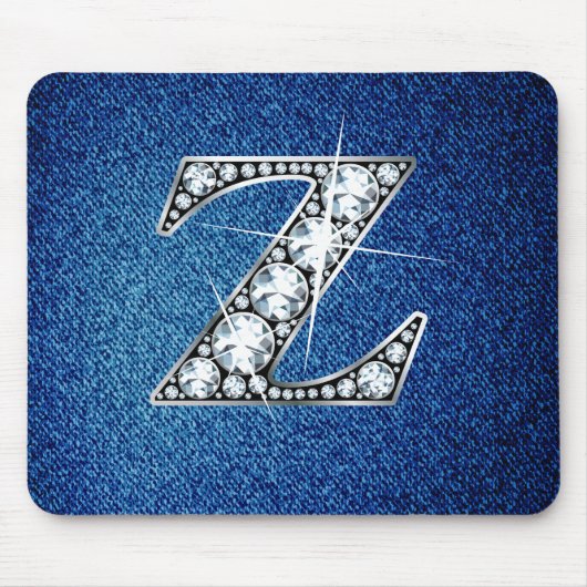 Z Faux-"Diamond Bling" op Denim Mousepad Muismat (Voorkant)