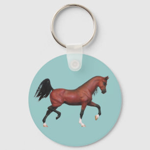 Z Fun Brown Horse Trotting Bay Arabian Art Sleutelhanger