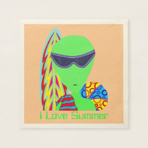 Z Fun LGM Alien Vacation I Love Summer Party Servet