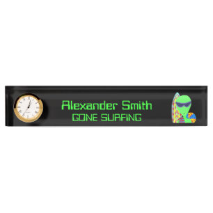 Z Funny Gone Surfing Alien LGM Geek Humor Desk Fun Naambordje