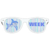 Z Grote witte haai Kleurrijke Zeeen strepen Retro Zonnebril (Voorkant)