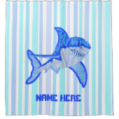 Z Grote witte haaienkleurige Zee Stripes Douchegordijn (Voorkant)