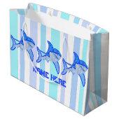 Z Grote witte haaienkleurige Zee Stripes Large Cadeautasje (Achterkant Gekanteld)
