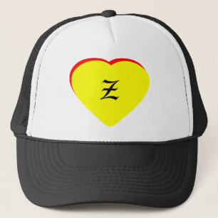 "Z" Hart Geel Rood Bruiloftsuitnodiging Het MUSEUM Trucker Pet