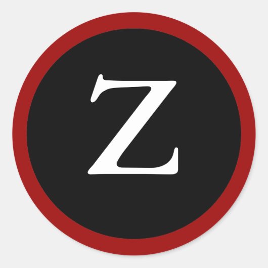 Z: Initiaal Z / Letter Z Modern Rood Zwart Sticker (Voorkant)