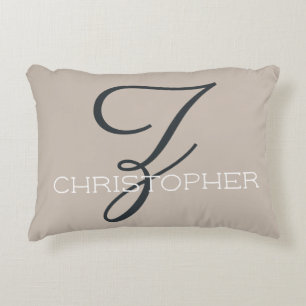 Z Initiële Calligrafie Naam Taupe Tannenkleur Neut Accent Kussen