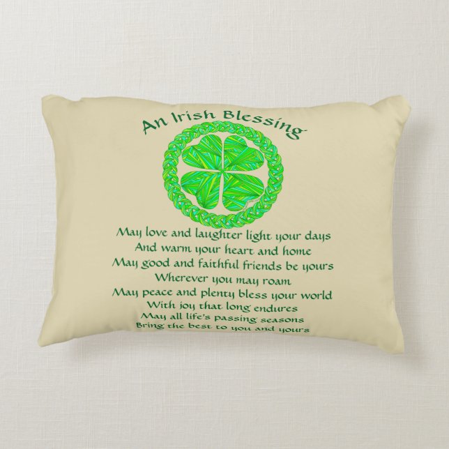 Z Irish Blessing Celtic Shamrock Decoratief Kussen (Achterkant)