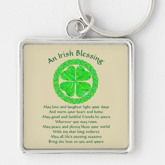 Z Irish Blessing Celtic Shamrock Sleutelhanger (Voorkant)