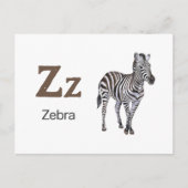 Z is voor Zebra - Alphabet Flash Kaart (Voorkant)