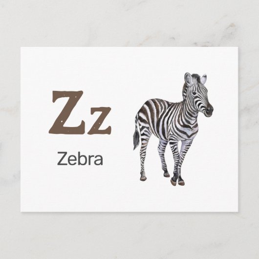 Z is voor Zebra - Alphabet Flash Kaart (Voorkant)
