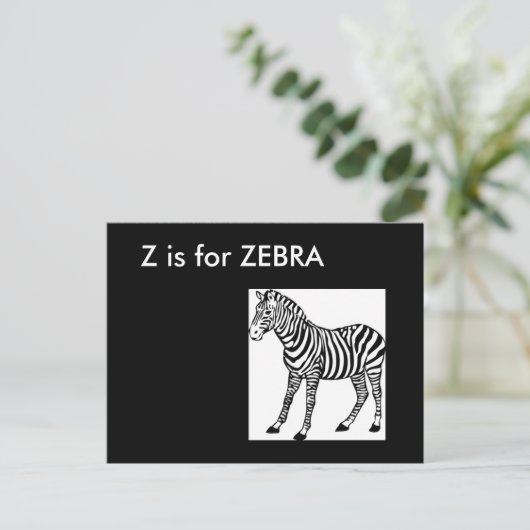 "Z" is voor Zebra Alphabet Flashcard Briefkaart (Staand voorkant)