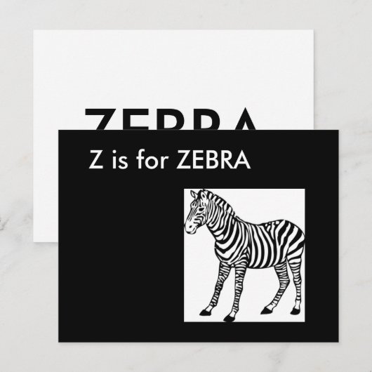 "Z" is voor Zebra Alphabet Flashcard Briefkaart (Voorkant / Achterkant)