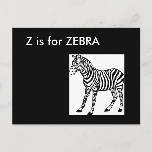 "Z" is voor Zebra Alphabet Flashcard Briefkaart (Voorkant)