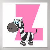 z is voor zebra cartoon voor kinderen poster (Voorkant)