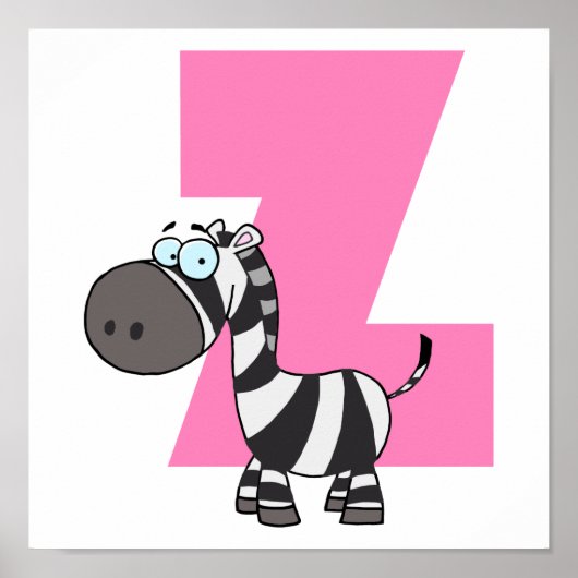 z is voor zebra cartoon voor kinderen poster (Voorkant)