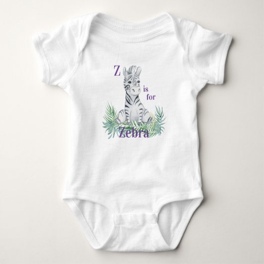 Z is voor ZEBRA - Zebra in Ferns Romper (Voorkant)