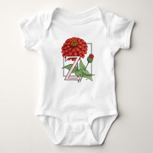 Z is voor Zinnias Flower Monogram Romper (Voorkant)