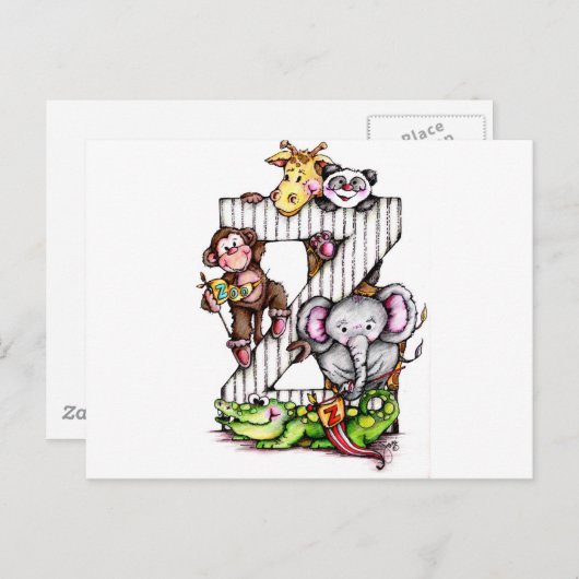 Z is voor ZOO - Alphabet Art Briefkaart (Voorkant / Achterkant)