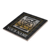 Z "Jouw naam" Celtic Black Stone Monogram Tegel Tegeltje (Zijkant)